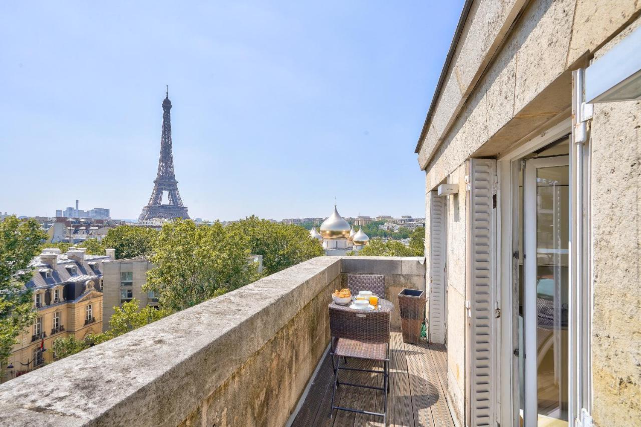 Luxueux Studio AC-Terrasse Vue sur la Tour Eiffel Paris Extérieur photo